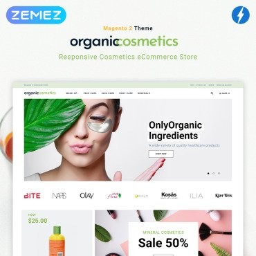 OrganicCosmetics - Интернет-магазин Clean eCommerce. Шаблон Magento. Артикул 82878