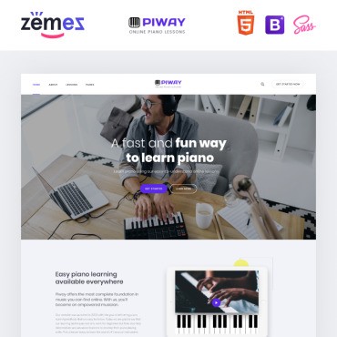 PIWAY - Музыкальная школа, многостраничный чистый HTML. Шаблон веб сайта. Артикул 87333
