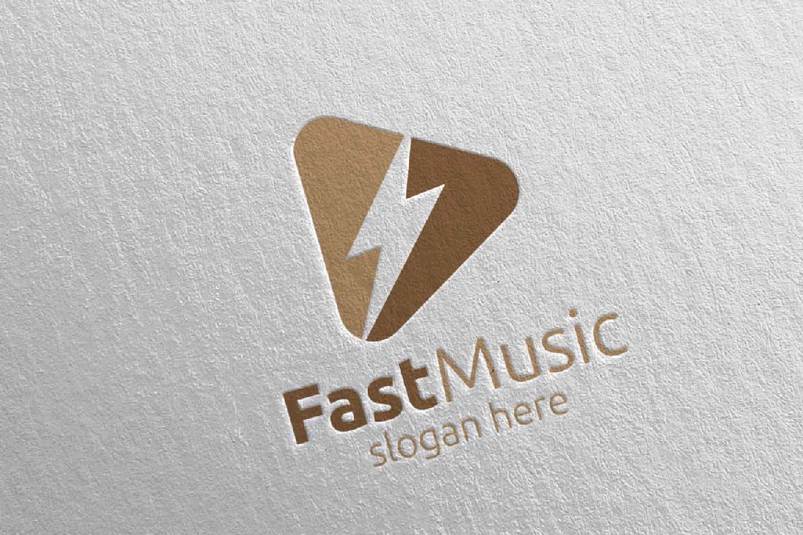Музыка с концепцией Fast and Play 72. Шаблон логотипа. Артикул 95174