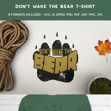 Не буди медведя. Шаблон для дизайна футболки. Артикул 90473