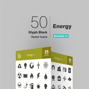 50 энергетических символов. Набор иконок. Артикул 93850
