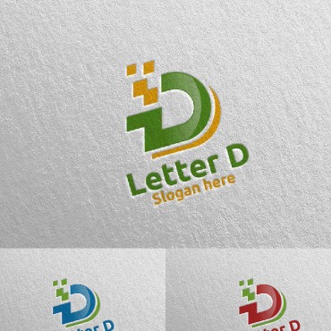 Digital Letter D Design 7. Шаблон логотипа. Артикул 97360