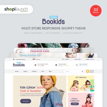 BooKids - Детская мода. Shopify шаблон. Артикул 84044