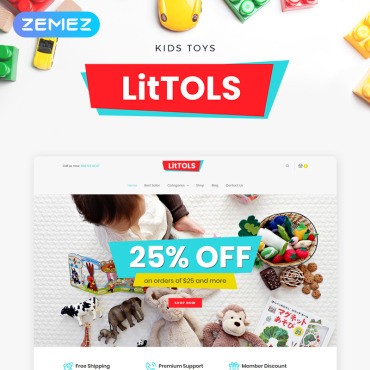 LitTOLS - Магазин игрушек и игр Elementor. WooCommerce тема. Артикул 74488