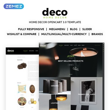Deco - Интернет-магазин дизайна интерьера. OpenCart шаблон. Артикул 70753