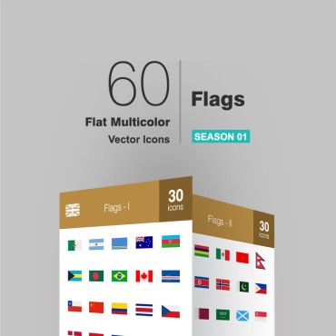 60 Flags Flat Multicolor.  .  93555