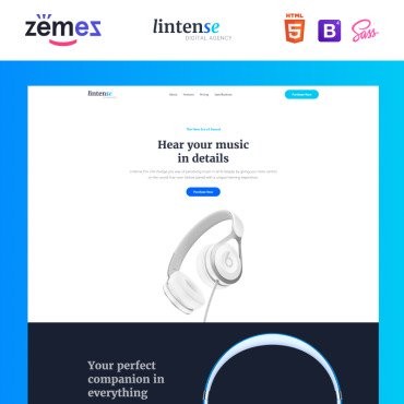 Lintense Headphones - Магазин электроники Clean HTML. Шаблон Landing Page. Артикул 87322