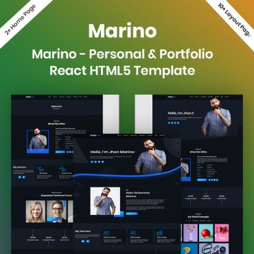 Marino - личная информация и портфолио React HTML5. Шаблон Landing Page. Артикул 95946