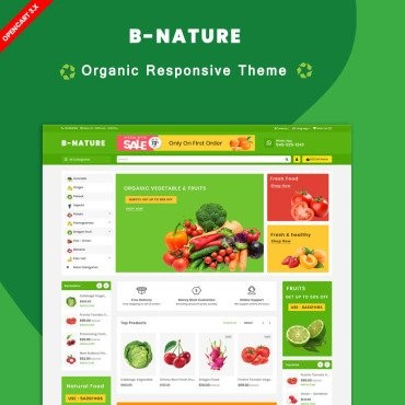 B Натуральные органические фрукты и овощи. OpenCart шаблон. Артикул 86399