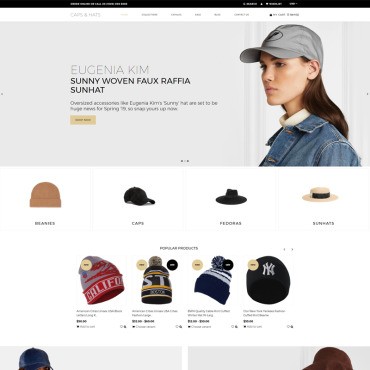 Шапки и шапки - Модная многостраничная элегантность. Shopify шаблон. Артикул 77542