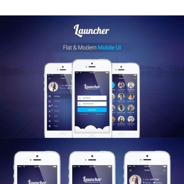 Launcher - Flat Mobile. Элемент пользовательского интерфейса. Артикул 90338