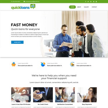 Quickloans - Кредитная компания. PSD шаблон. Артикул 80627