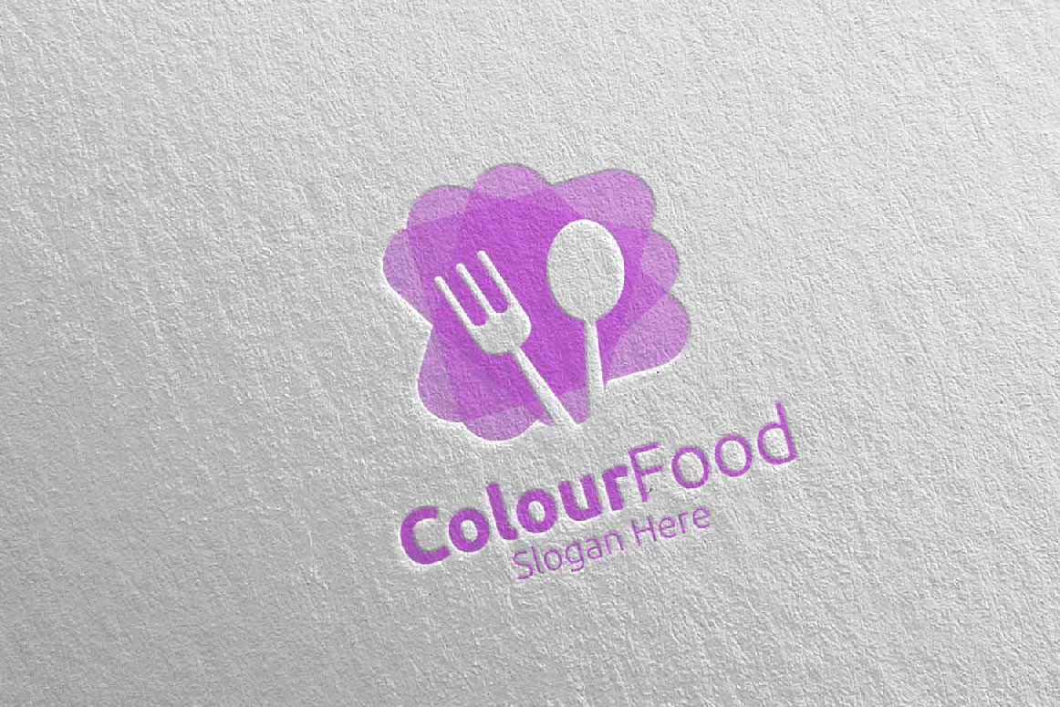 Цветная еда для ресторана или кафе 66. Шаблон логотипа. Артикул 95741