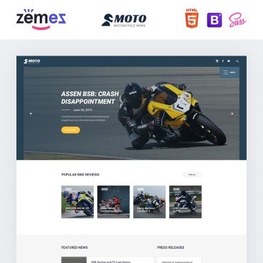 MOTO - Мотоциклетный спорт. Шаблон веб сайта. Артикул 90997