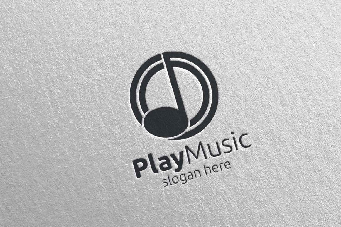 Абстрактная музыка с концепцией Note and Play 73. Шаблон логотипа. Артикул 95173