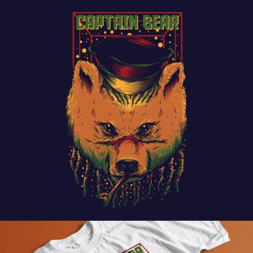 Капитан Медведь. Шаблон для дизайна футболки. Артикул 89301