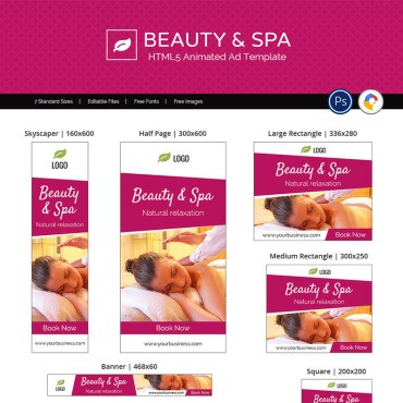 Профессиональные услуги | Beauty & Spa. Анимированный баннер. Артикул 71248