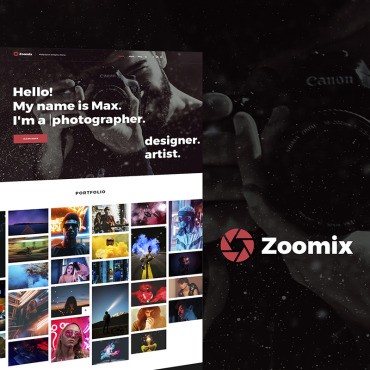 Портфолио фотографов Zoomix. WordPress  шаблон. Артикул 66004