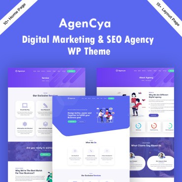 Agencya - агентство цифрового маркетинга и SEO. WordPress  шаблон. Артикул 96089