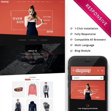 Shopway - Адаптивный магазин модной одежды. OpenCart шаблон. Артикул 73801