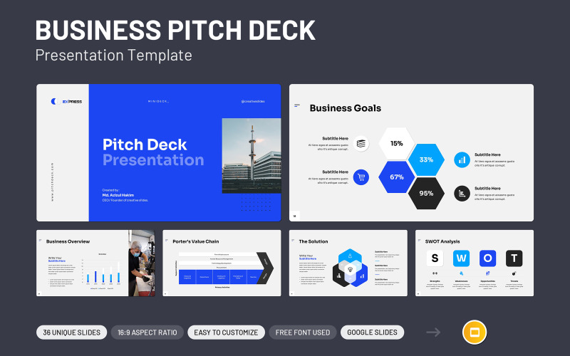 Шаблон презентации Pitch Deck для Google Slides