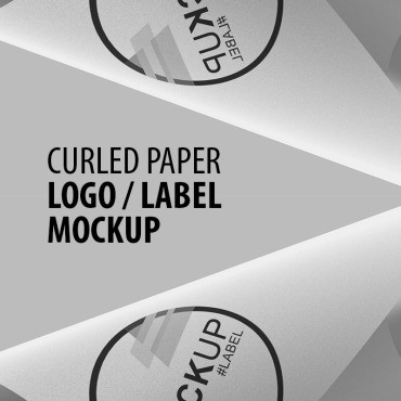 Логотип на скрученной странице с текстурой. Mockups . Артикул 91233