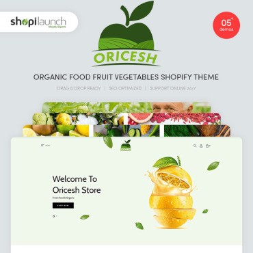 Oricesh - Органические продукты, фрукты, овощи. Shopify шаблон. Артикул 96975
