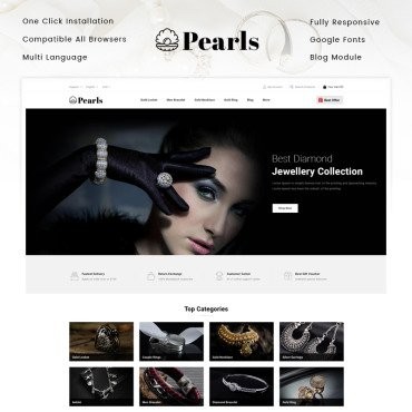 Pearls - Ювелирный магазин. PrestaShop тема. Артикул 94381