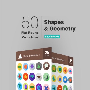 50 Shapes & Geometry Flat Long Shadow.  .  93041