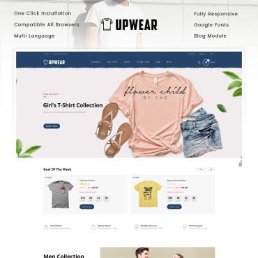 Upwear - Магазин футболок. PrestaShop тема. Артикул 89654