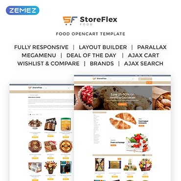StoreFlex - Адаптивный к еде. OpenCart шаблон. Артикул 63371