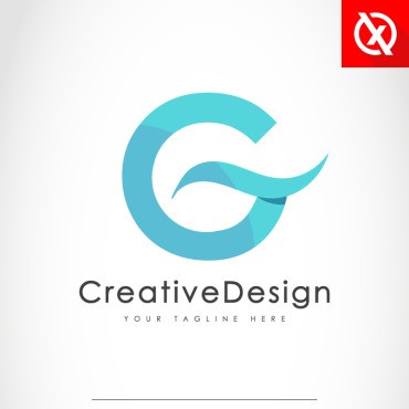 Творческая буква G Голубая волна. Шаблон логотипа. Артикул 95451
