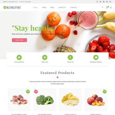 Kokomi - WordPress для органических продуктов и продуктов питания. WooCommerce тема. Артикул 73763