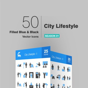 50 City Lifestyle Filled Blue & Black.  .  91877