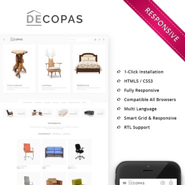 Decopas - Магазин мебели. PrestaShop тема. Артикул 68288