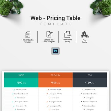 Web - таблица цен. Элемент инфографики. Артикул 70536