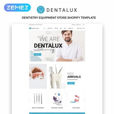 Dentalus - Стоматологический магазин электронной коммерции Clean. Shopify шаблон. Артикул 83971