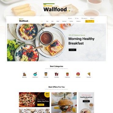 WallFood - Магазин продуктов и ресторанов. WooCommerce тема. Артикул 87900