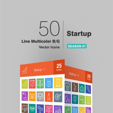 50 Startup Line, многоцветный B / G. Набор иконок. Артикул 92525