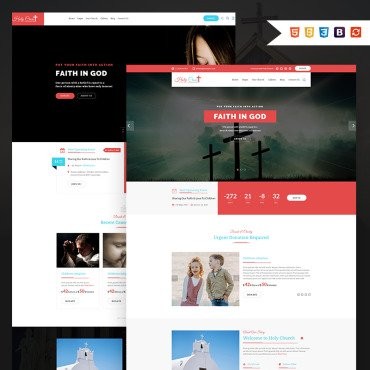 Святой Крест - благотворительная и церковная начальная страница HTML. Шаблон веб сайта. Артикул 67191