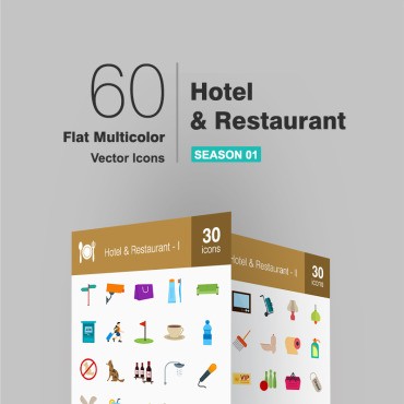60 Hotel & Restaurant Flat Multicolor. Набор иконок. Артикул 91073