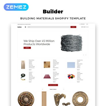 Builder - Строительные материалы eCommerce Clean. Shopify шаблон. Артикул 83213