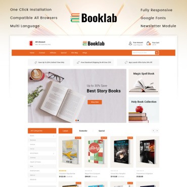 Booklab - Книжный магазин. OpenCart шаблон. Артикул 87512