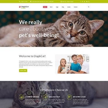 Dog & Cat - адаптивный клиник для домашних животных. Joomla шаблон. Артикул 62318