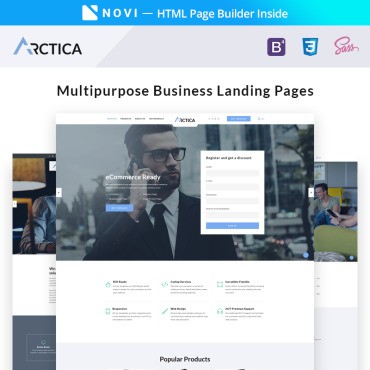 Arctica - многофункциональный бизнес с Novi Builder. Шаблон Landing Page. Артикул 67051