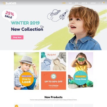 Sukids - магазин детских товаров и товаров для детей WordPress WooCommerce Theme. WooCommerce тема. Артикул 78875
