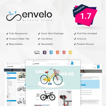 Магазин велосипедов Envelo. PrestaShop тема. Артикул 80244