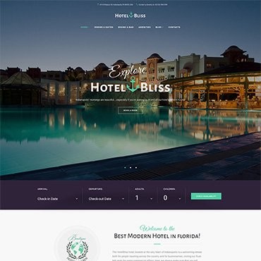 HotelBliss - Спа и Резорт Отель. WordPress  шаблон. Артикул 62442