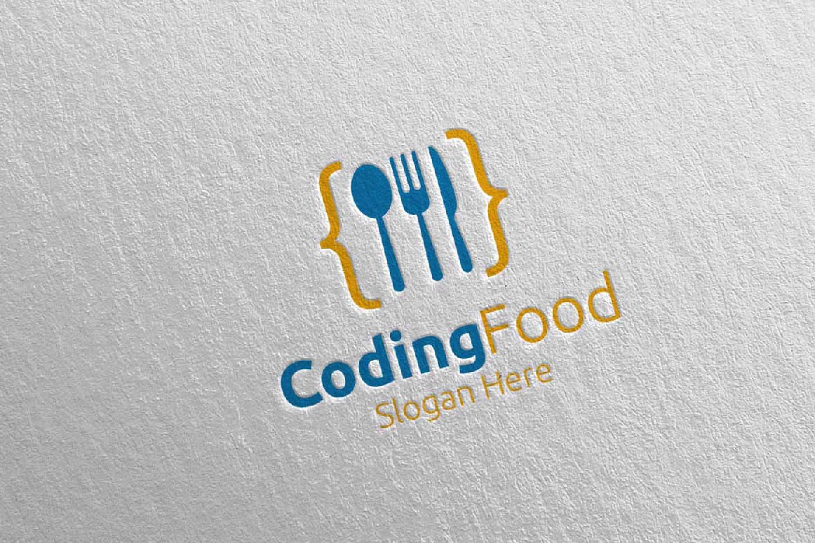 Кодирование еды для ресторана или кафе 36. Шаблон логотипа. Артикул 95467