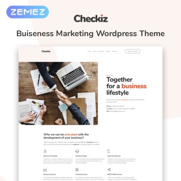 Checkiz - Элемент бизнес-маркетинга. WordPress  шаблон. Артикул 74110